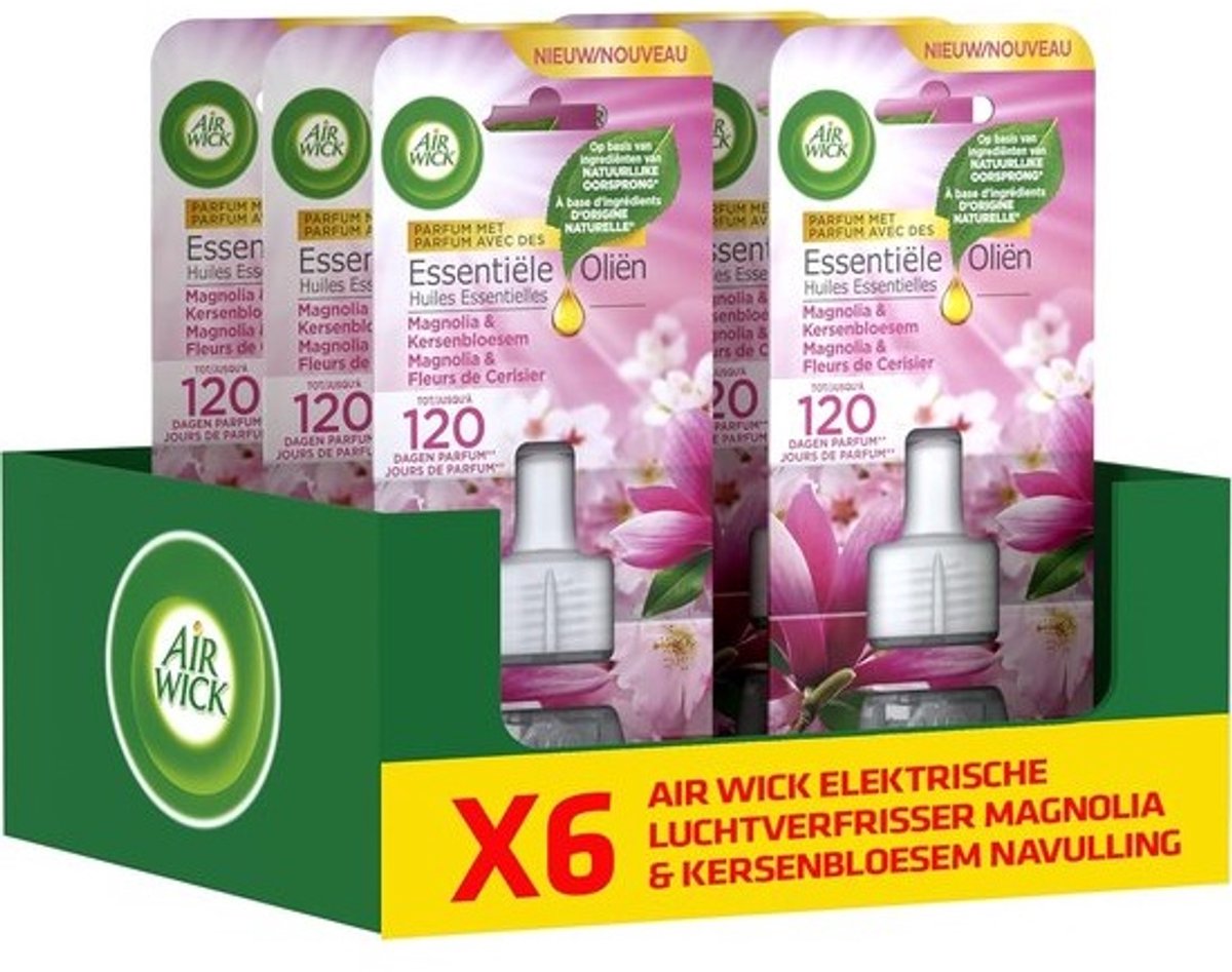 Navulling voor elektrische luchtverfrisser - Magnolia en kersenbloesem - 6 x 19 ml