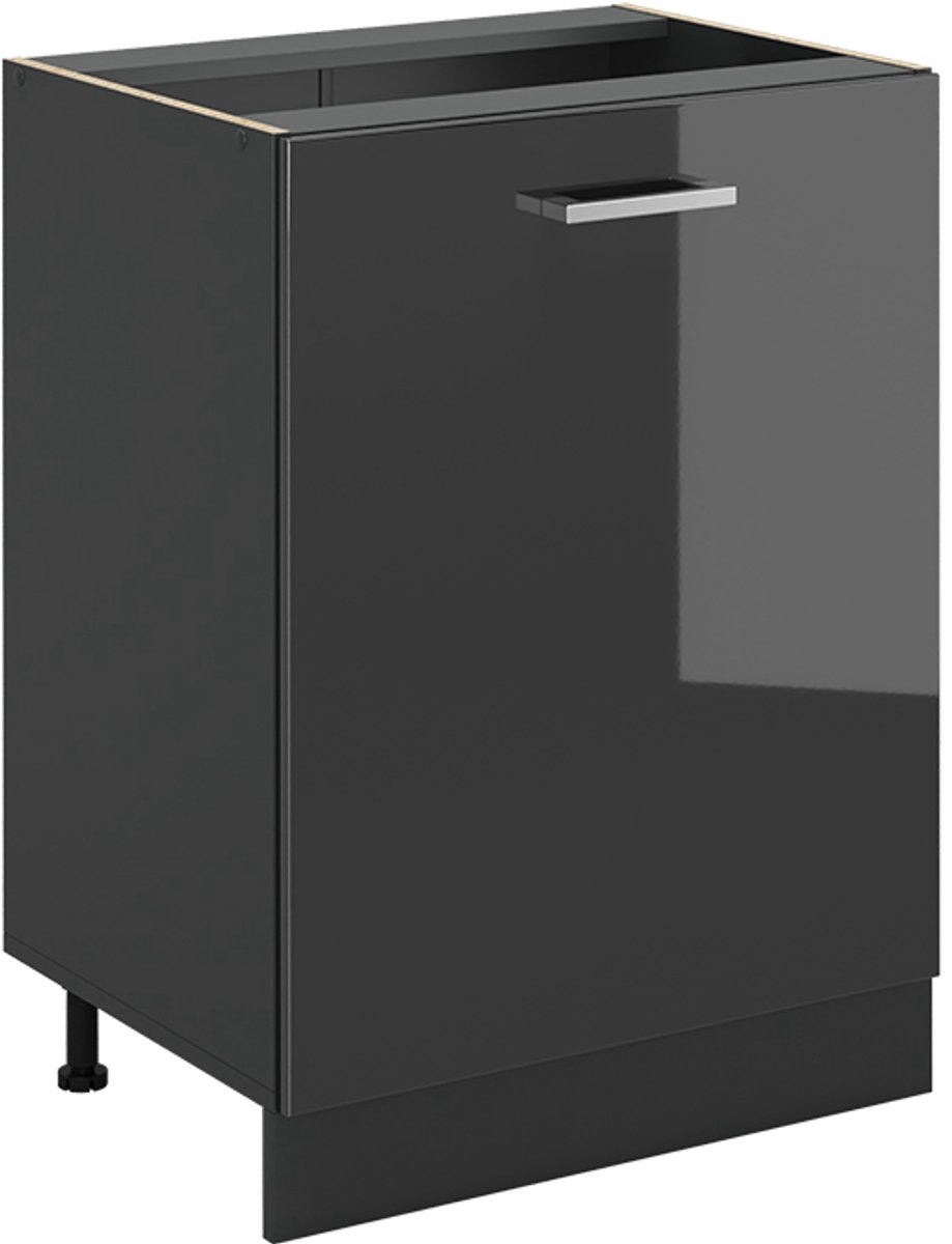Vicco Keukenonderkast R-Line, Antraciet Hoogglans/Antraciet, 60 cm met 1 deur zonder werkblad