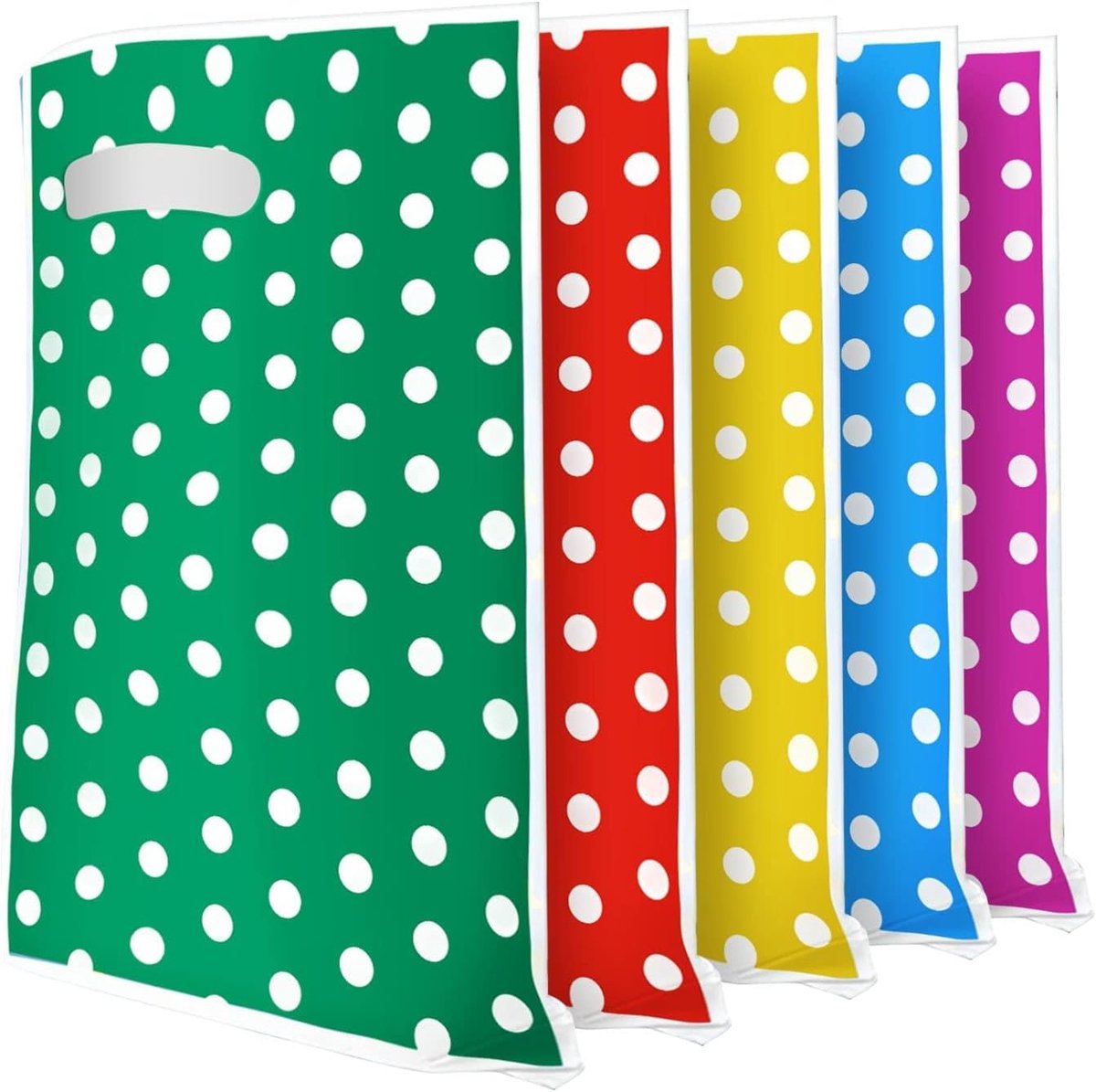 SnelShoppen - Flintronic Kleurrijke Pentagram Feesttassen, 30 Stuks Plastic Kleine Cadeautassen, 5 Kleuren, Verjaardagscadeautassen voor Kinderen, Per