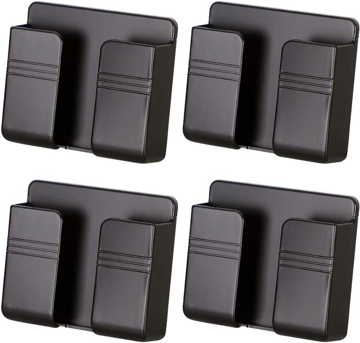 4 Stuks Wandbeugels voor Mobiele Telefoons, Telefoonhouder met Oplaadstand, Ideaal voor Badkamer en Bedzijde, Inclusief Kabeldoorvoer en Afstandsbedieninghouder
