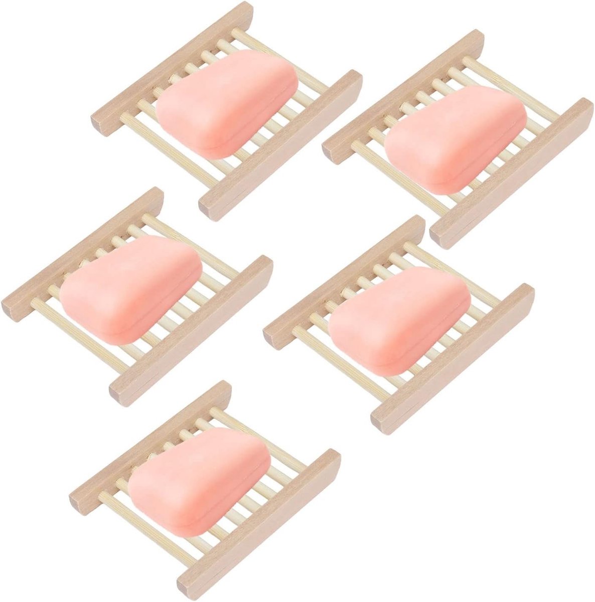 Waterdichte en Antislip Houten Zeepdispenser - Set van 5 - Ideaal voor Badkamer en Keuken - 11.5 x 8.2 cm, Duurzaam en Stijlvol Ontwerp voor Zeep en Badaccessoires