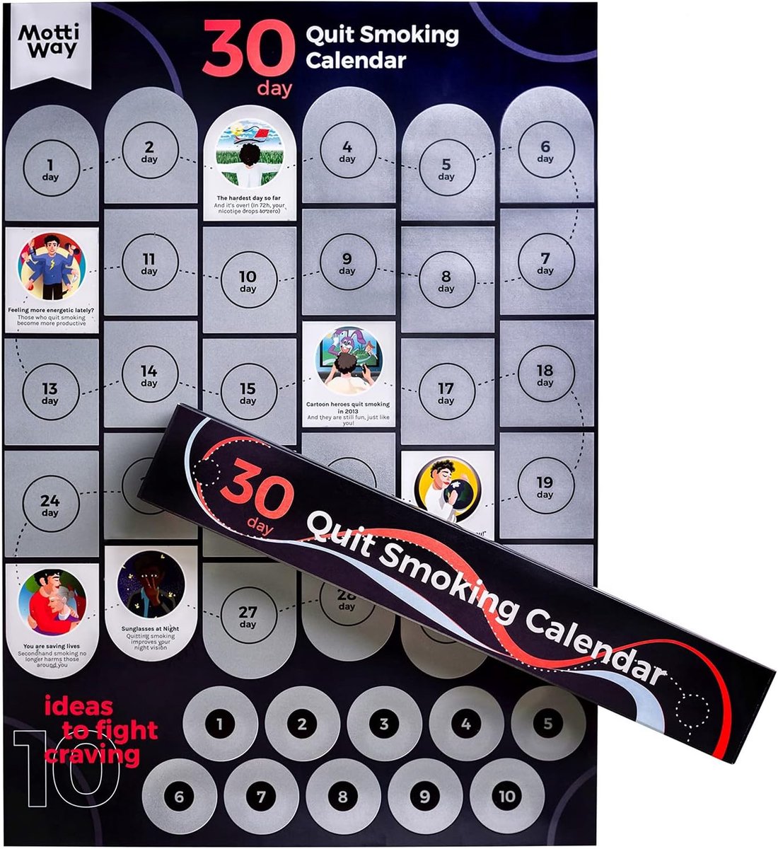 Motivational Scratch Poster to Stop Smoking - Scratch Calendar of 30 Days - ShopVlot
