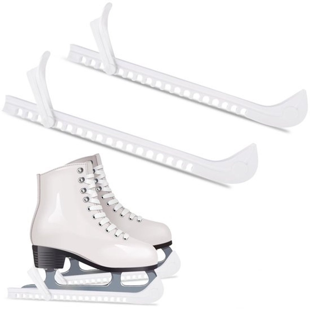 Dailygoods - 1 paar verstelbare schaatsbeschermers - universeel, wit