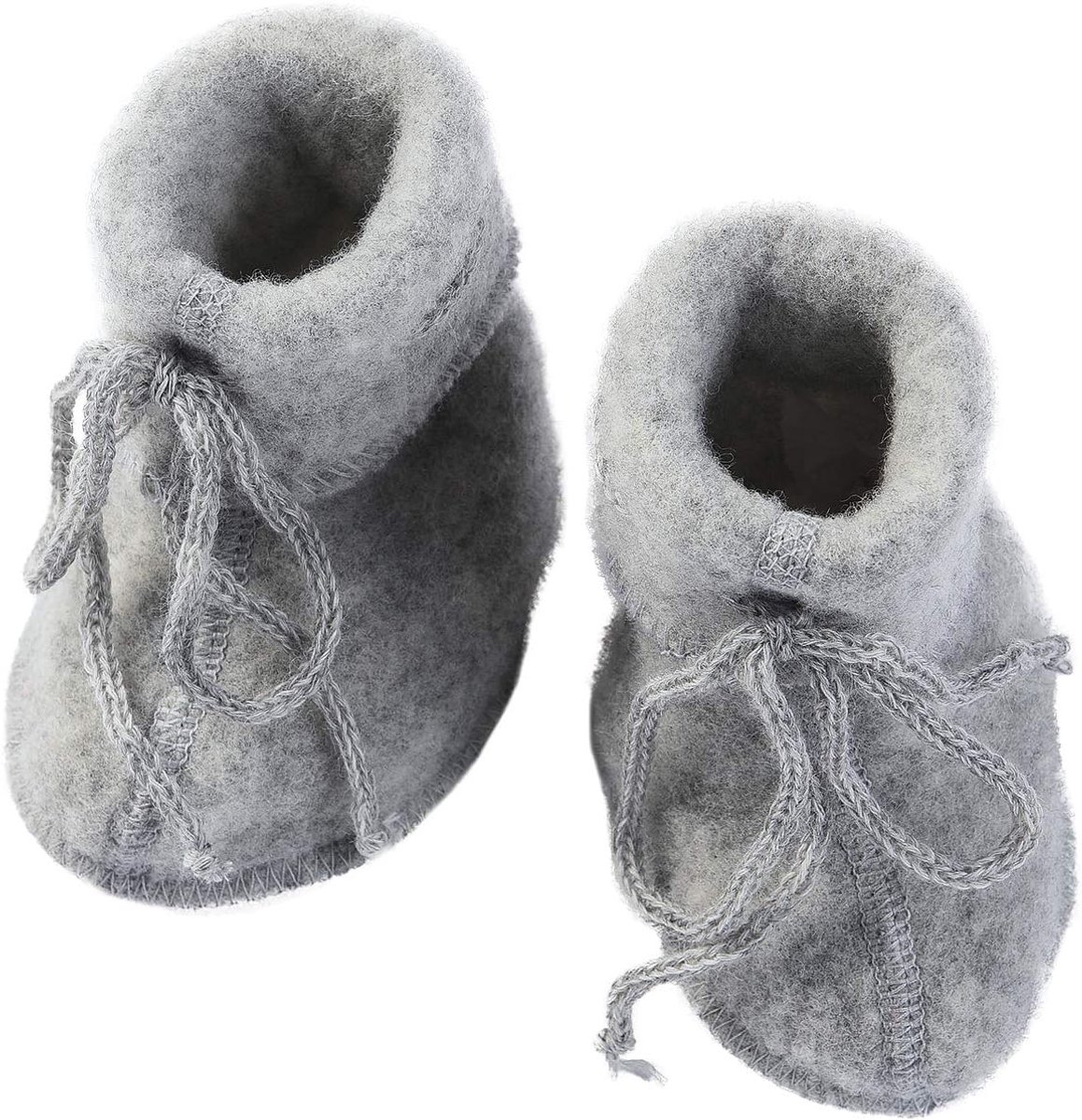 Baby Fleece Booties 2 (3-7 maanden) - 100% biologische wol - grijs melange - warm en comfortabel - ShopVlot