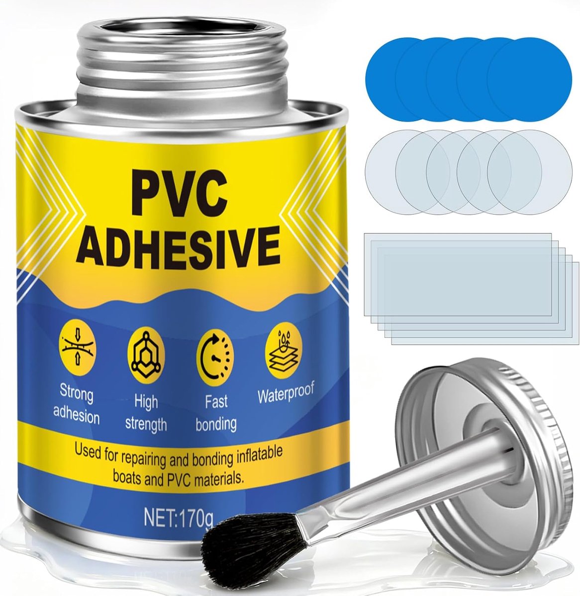 ALLONY Contact Adhesive PVC Adhesive Pool Repair Kit Waterproof Flexible and Durable Suitable for Swimming Pools - ShopVlot