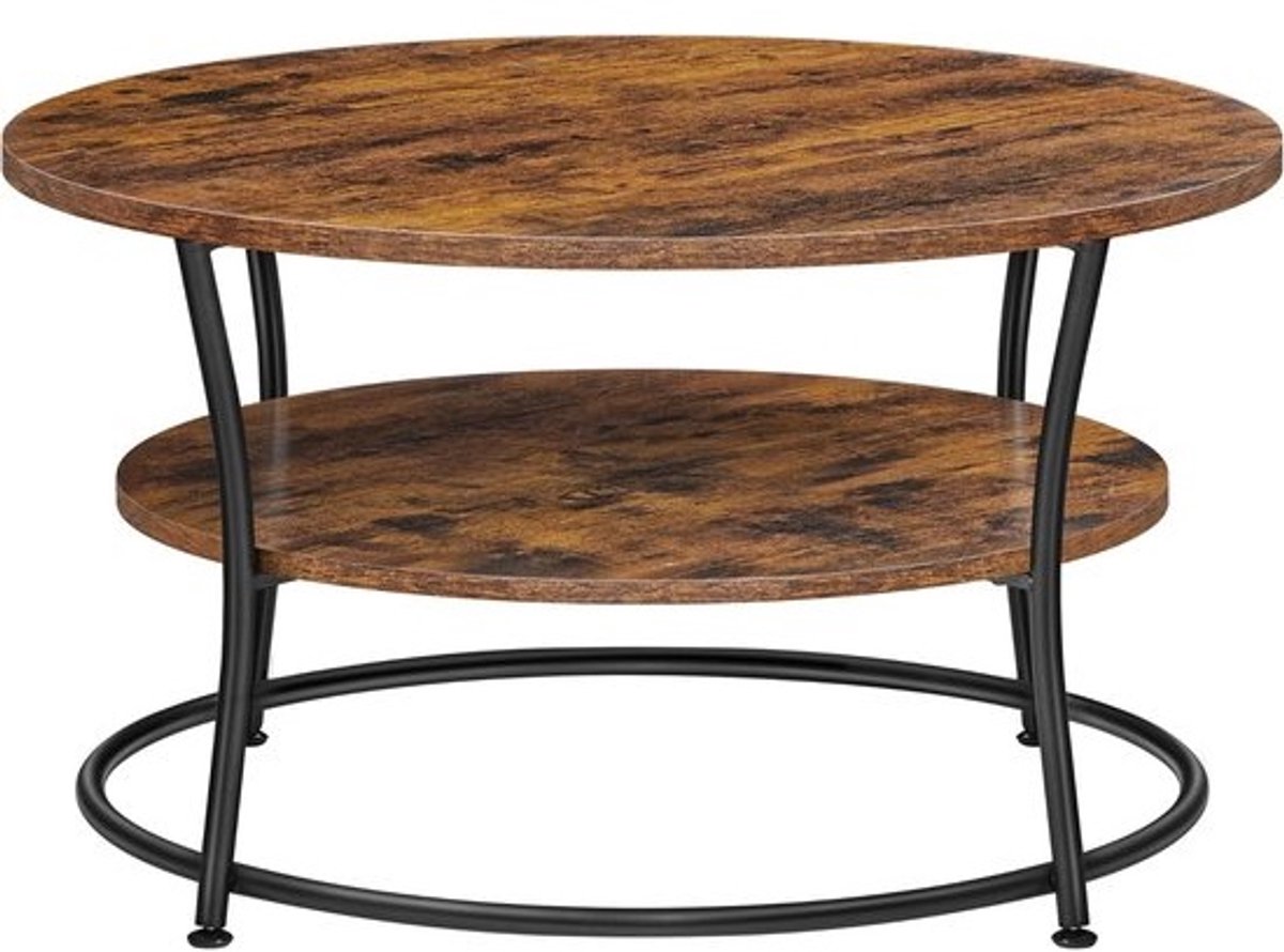 Ronde salontafel - Met opbergruimte - Industrieel ontwerp - 80 x 45 cm