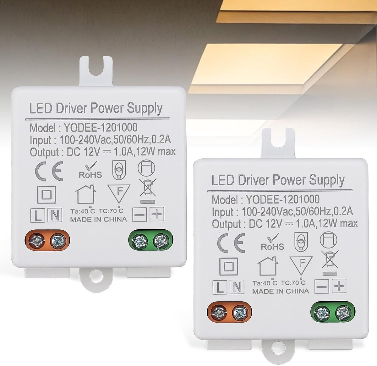 LED transformer mini 12V 12W /DC, 2pcs 230V to 12V transformer IP67, for 0-10W LED bulbs such as G4, MR16, MR11, no - ShopVlot