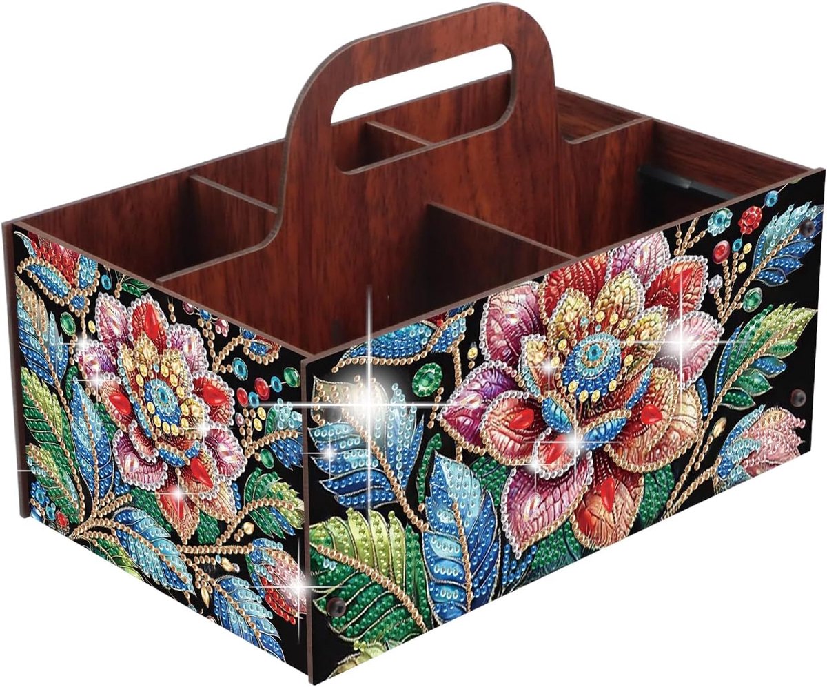 DIY Diamond Painting bureau-organizer met handvat, 24 x 15,6 x 11 cm, opbergdoos met 5 vakken, multifunctionele - ShopVlot