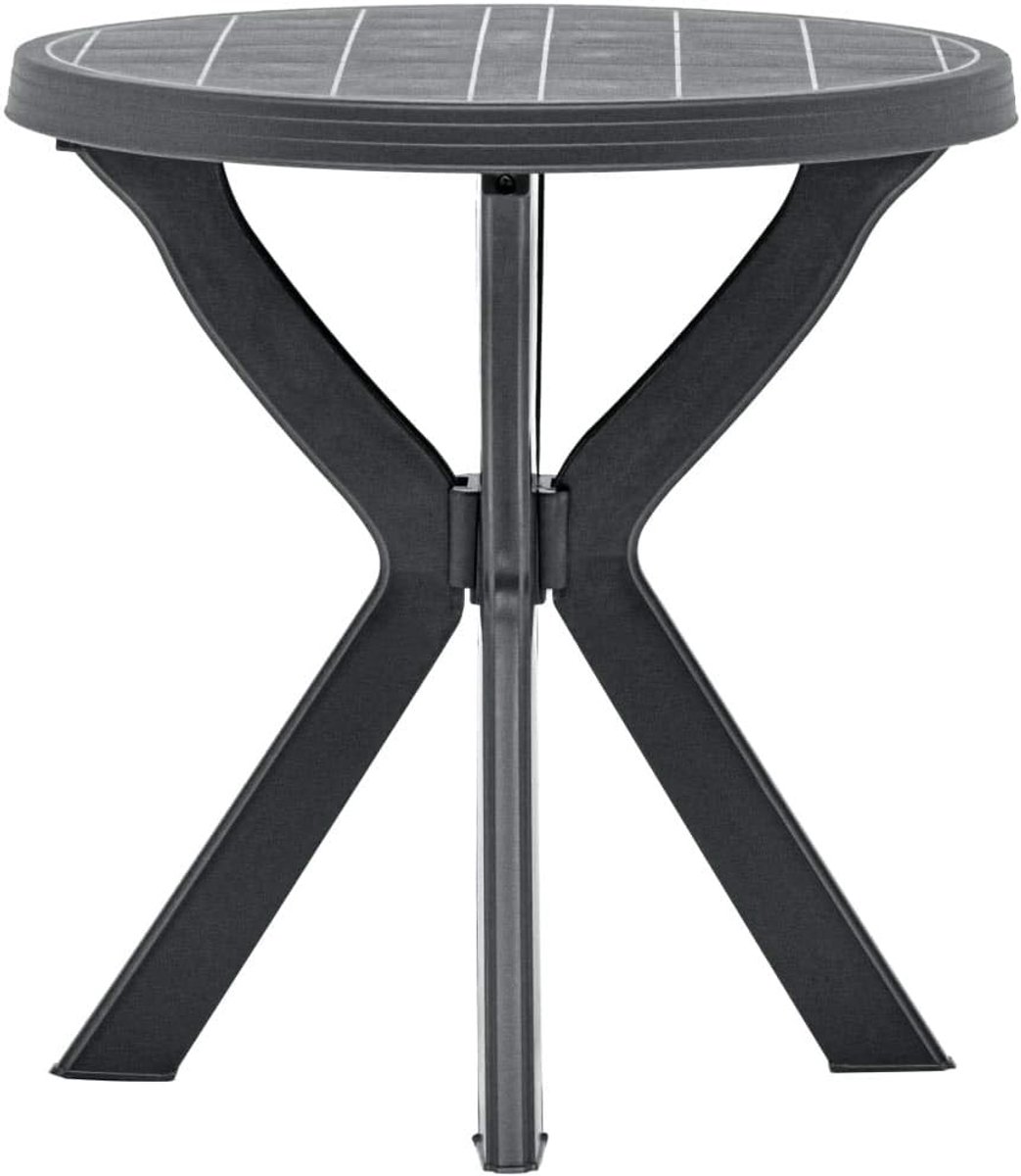 Bistrotafel cafetafel tuintafel ronde kunststof antraciet 70 x 72 cm
