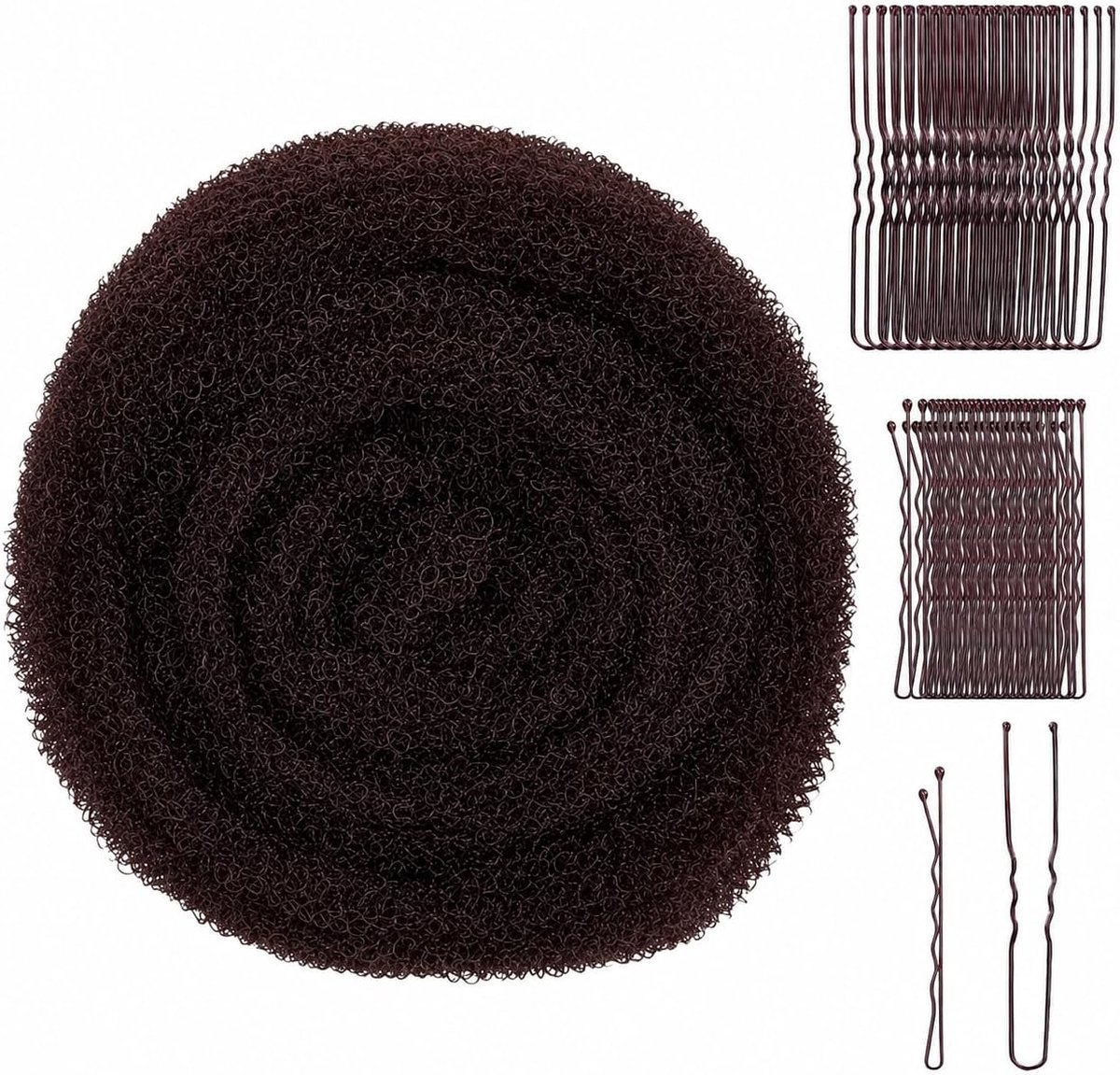 Opvulkussen voor Opsteekkapsels, 180cm Haarspons met 70 Schuifspeldjes, Haarstuk voor Volume en Knotjes, Donut Styling Tool voor Vrouwen en Meisjes (Donkerbruin)
