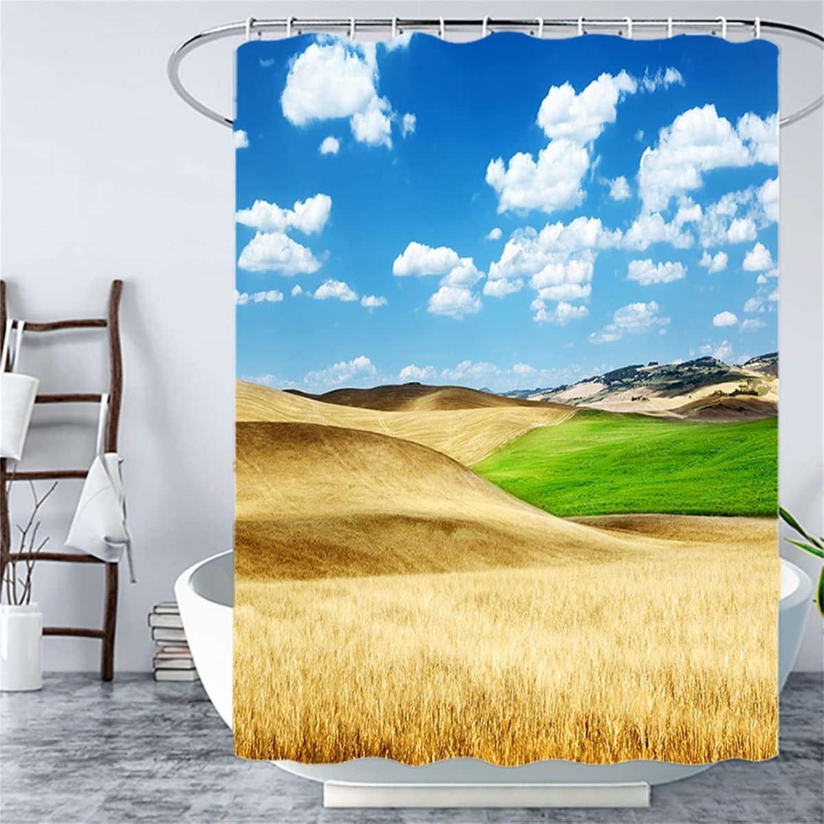 Douchegordijn met haken, gouden gazon douchegordijn zwaar badgordijn voor natte ruimte badkuip douchecabine, verzwaarde zoom, duurzaam wasbaar stijlvol en waterafstotend - B100 x L180cm-368