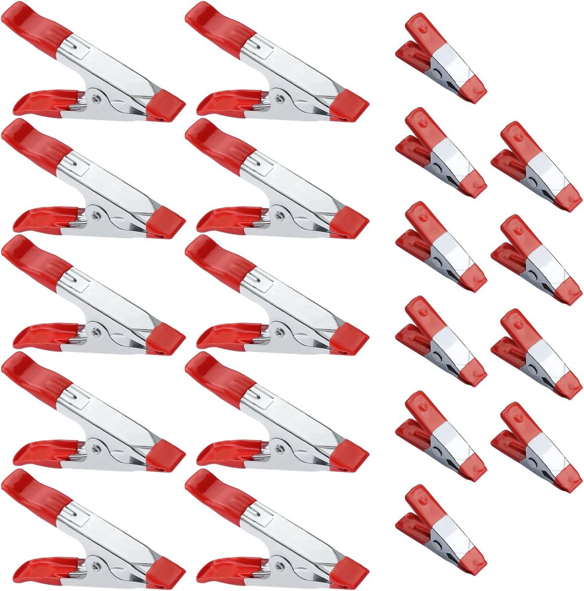 Veerklemmen, mini 4 inch + 2 inch, veerklemmen, sterke lijmklemmenset, met rubber beklede punt-greephouder voor kamperen, zeildoek, handwerk