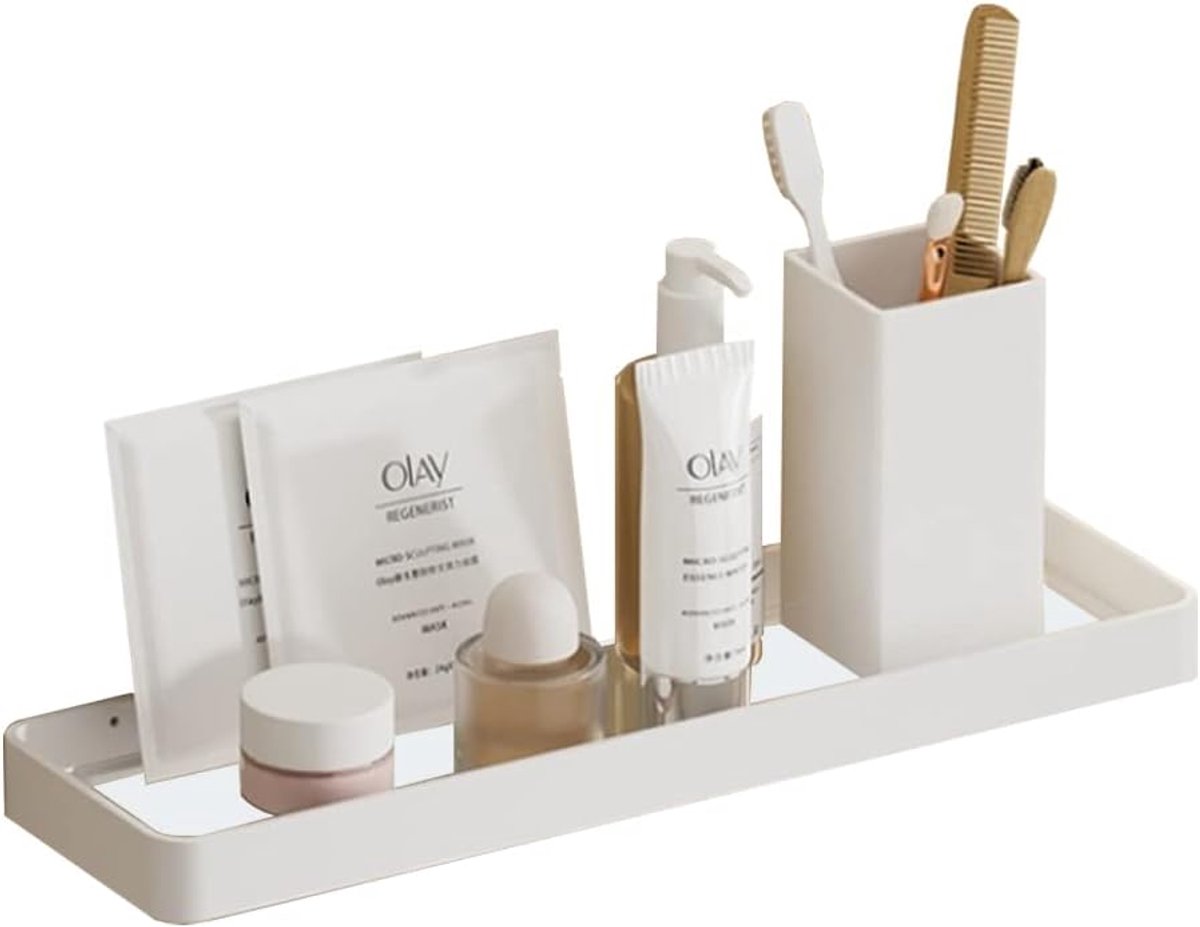 Badkamerplank 30CM - Tempered glas - Wandmontage zonder boren - Ruimtebesparende organizer - SnelShoppen