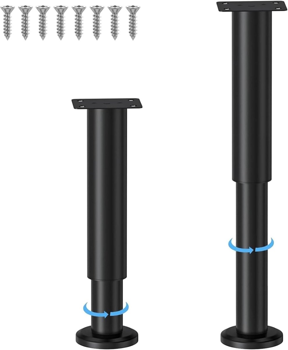2 Pcs Bed Support Legs for Bed Frame, Adjustable Metal Furniture Legs, 25-42 cm, for Bed, Sofa, Closet, Chest of - ShopVlot