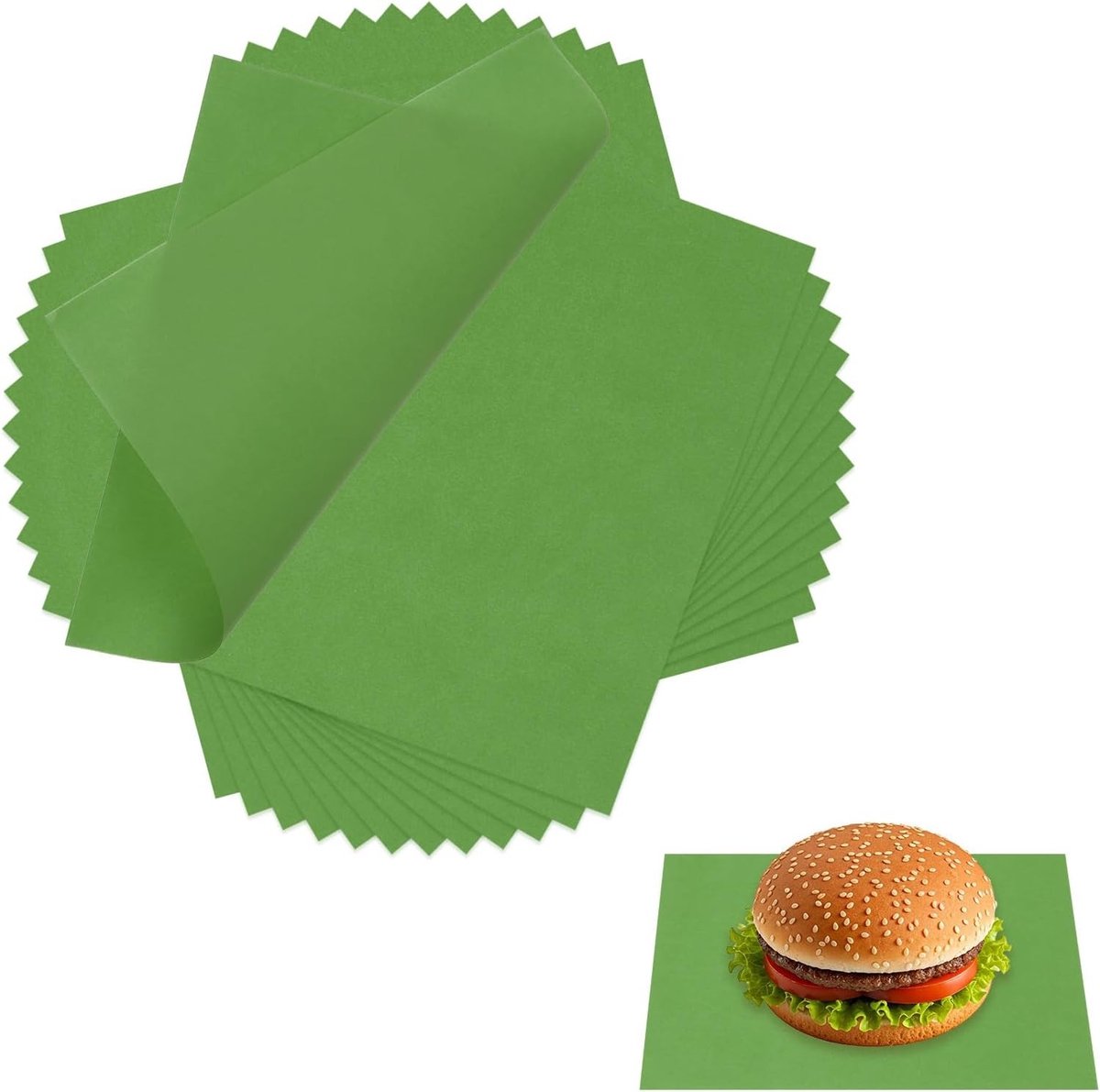 100 Vellen Gewaxed Voedselpapier 18 x 18 cm Vetbestendige Vierkante Baklinnen voor Broodmanden en Sandwiches