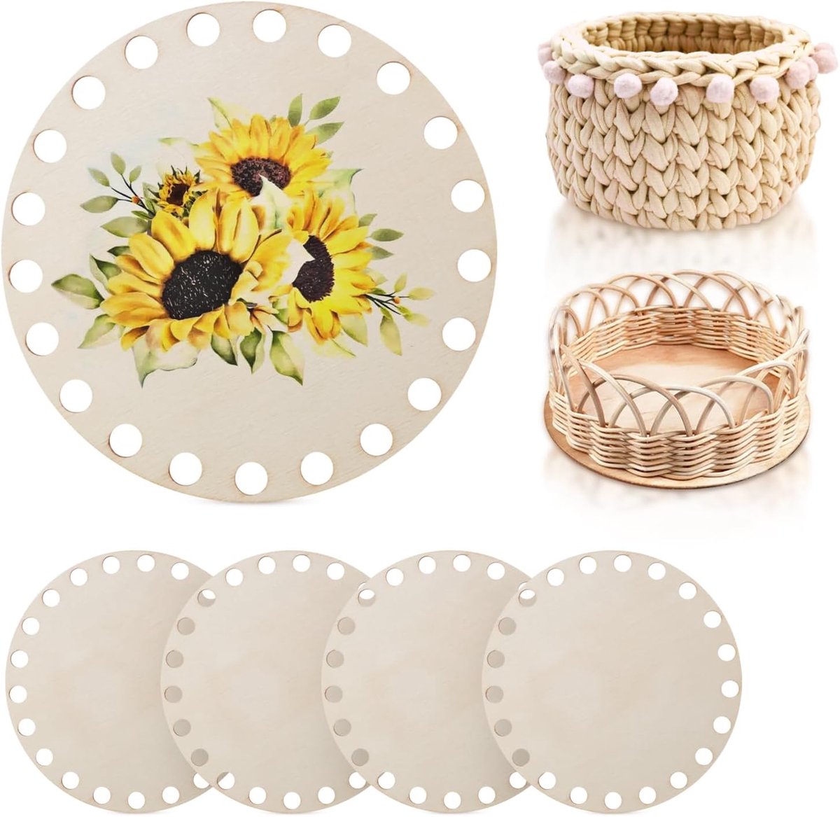 Mandbodems 10cm - Houten Mandbodem - Natuurlijke Houttextuur - Perfect voor Haken - ShopVlot