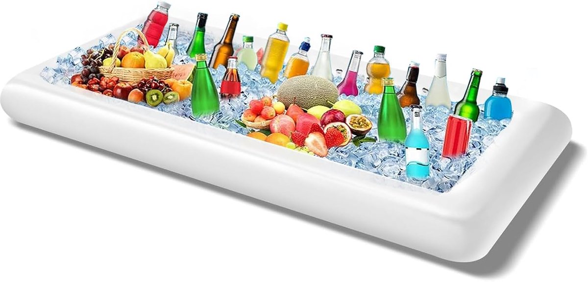 Inflatable Buffet Bar with Drain Plug - BBQ Picnic Pool Party Supplies Buffet Salad Food and Drink Tray for Party - ShopVlot