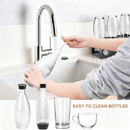 SnelShoppen - 35 cm Flessenborstel voor SodaStream Glazen Flessen - Harde Borstelharen & Zachte Spons - Krasvrij en Flexibel - Ideaal voor Keuken en D van Snelshoppen — afbeelding 5