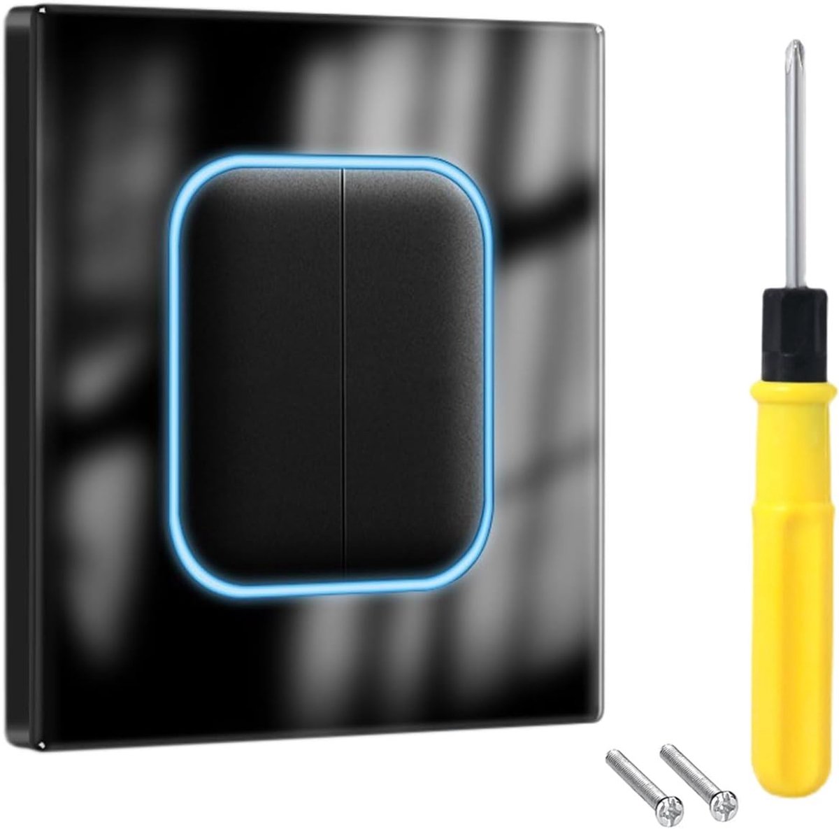Black Square Display Light Switch, 16A Push Button, Wall Light Switch, 2-Way Push Button, Wall Light Switch for Home - ShopVlot