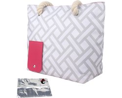 SnelShoppen - Wine Shopping Bag - Insulated Wine Handbag met Kraan - Lekvrije Beer Picnic Bag - 2-in-1 Lunch Bag - Grijze Pram Storage Bag voor Feest,