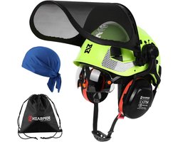 HEARMOR Voltek Forestry Safety Helmet Set, ABS Safety Helmet with Integrated Safety Visor, Full Head, Eye, Face and - ShopVlot