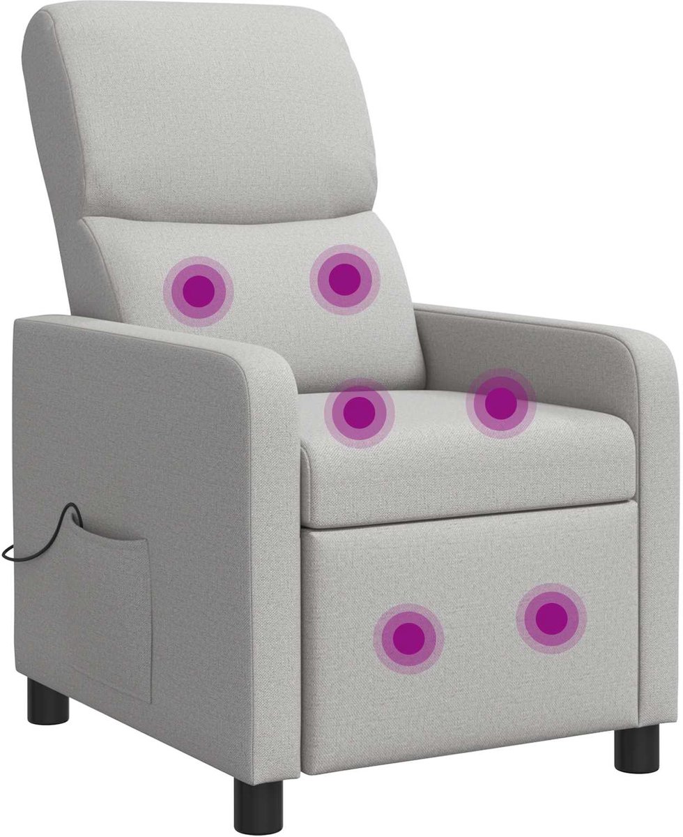 vidaXL Massage - Relaxstoel - Wolkgrijs - Polyester Wolkengrijs