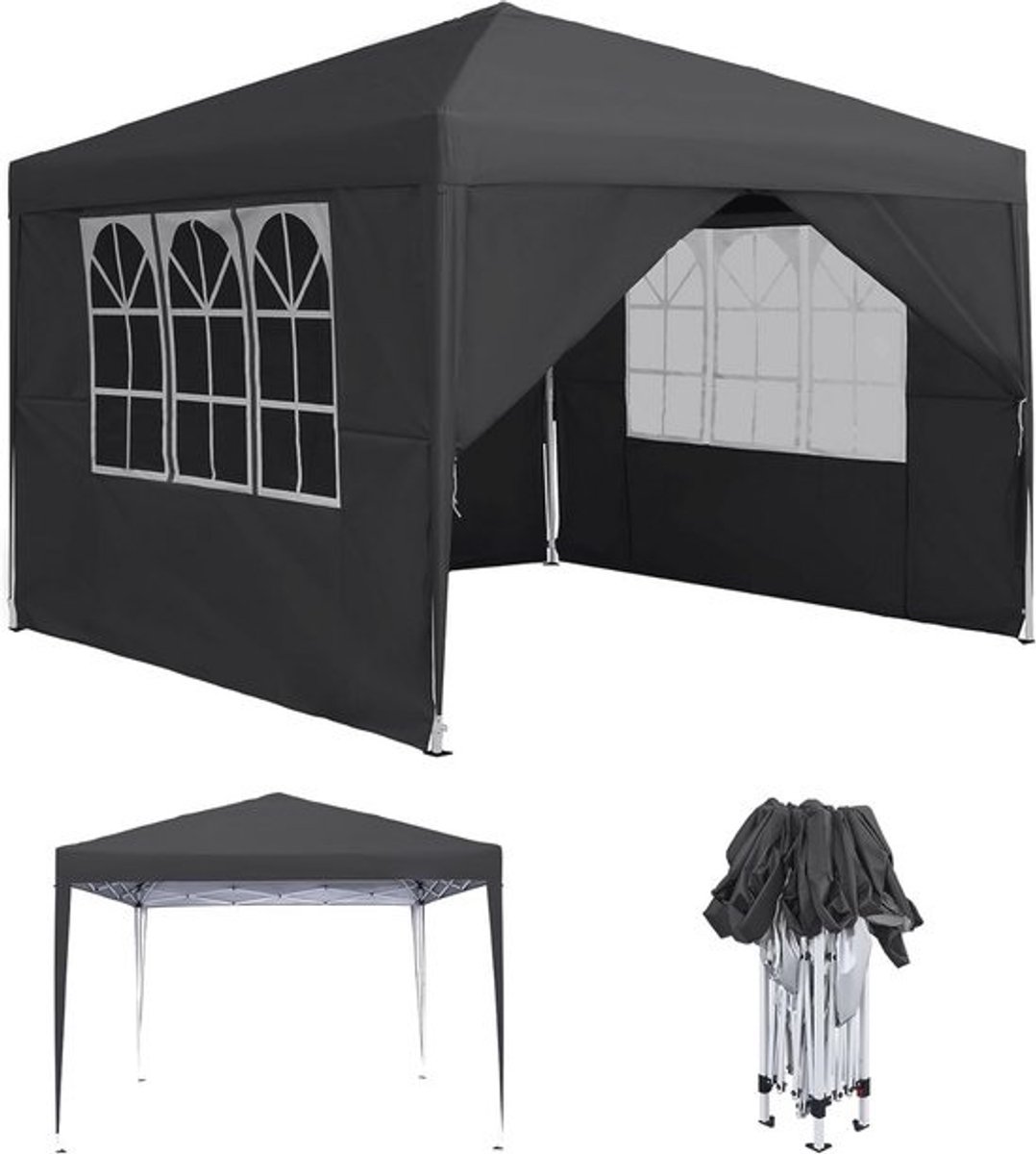 Opvouwbaar pop-uppaviljoen - 2,5 x 2,5 m - Waterdicht en winterbestendig - Met uv-bescherming