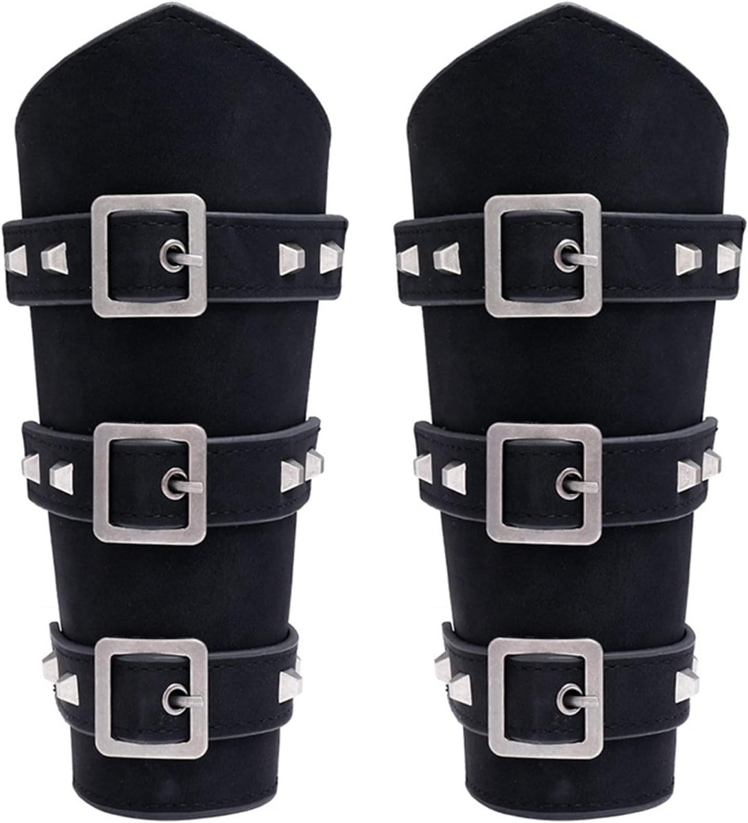 2 Stuks Middeleeuwse Lederen Arm Guards, Punk Gothic Lederen Bracers, Vintage LARP Polsbandjes voor Cosplay Paardrijden Kostuum