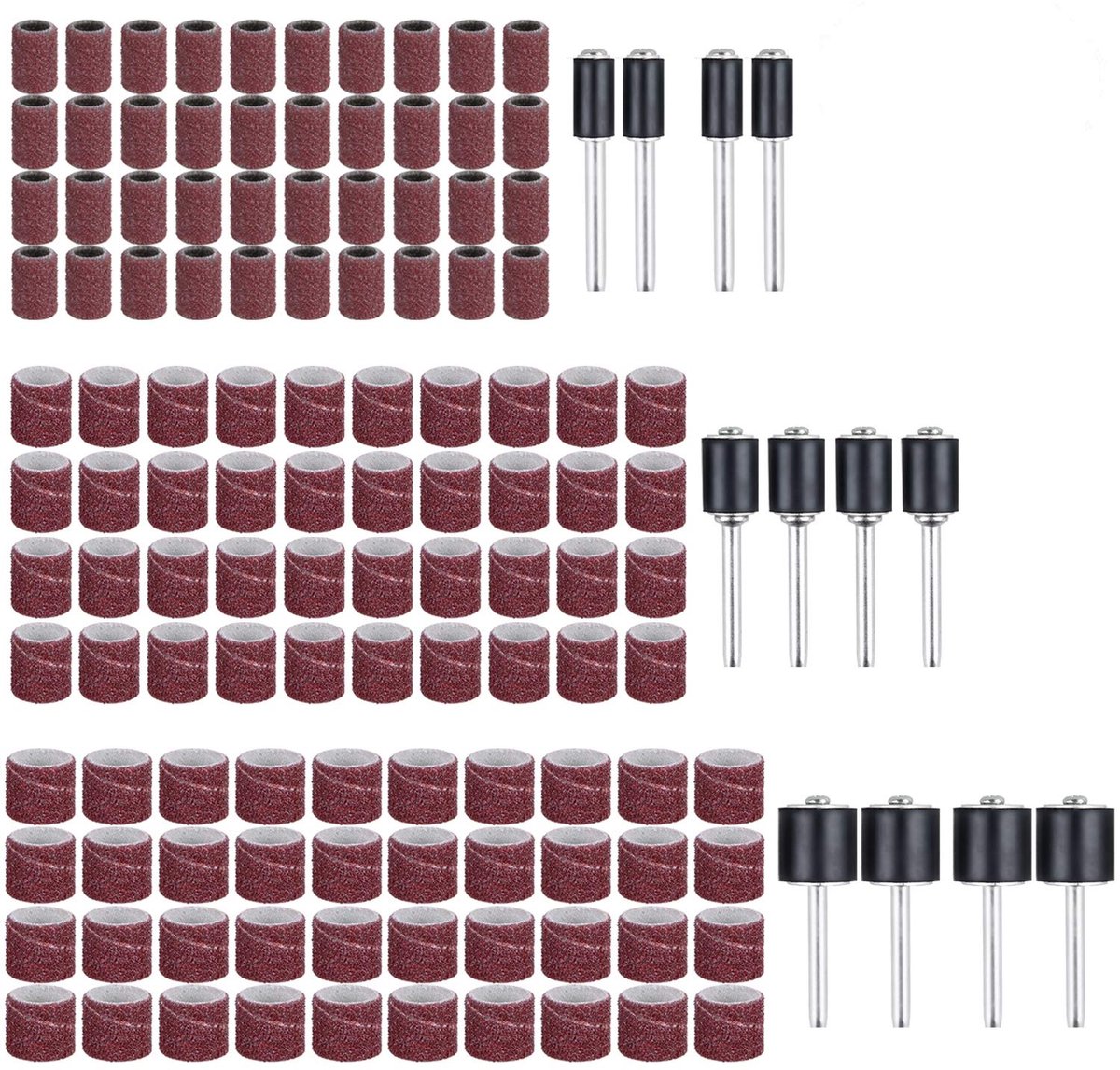 Accessoires Trommelschuurmachines, htbakoi Trommel Schuren (132 stuks) Perfecte set met schuurbandhulzen en rubberen trommelhouder