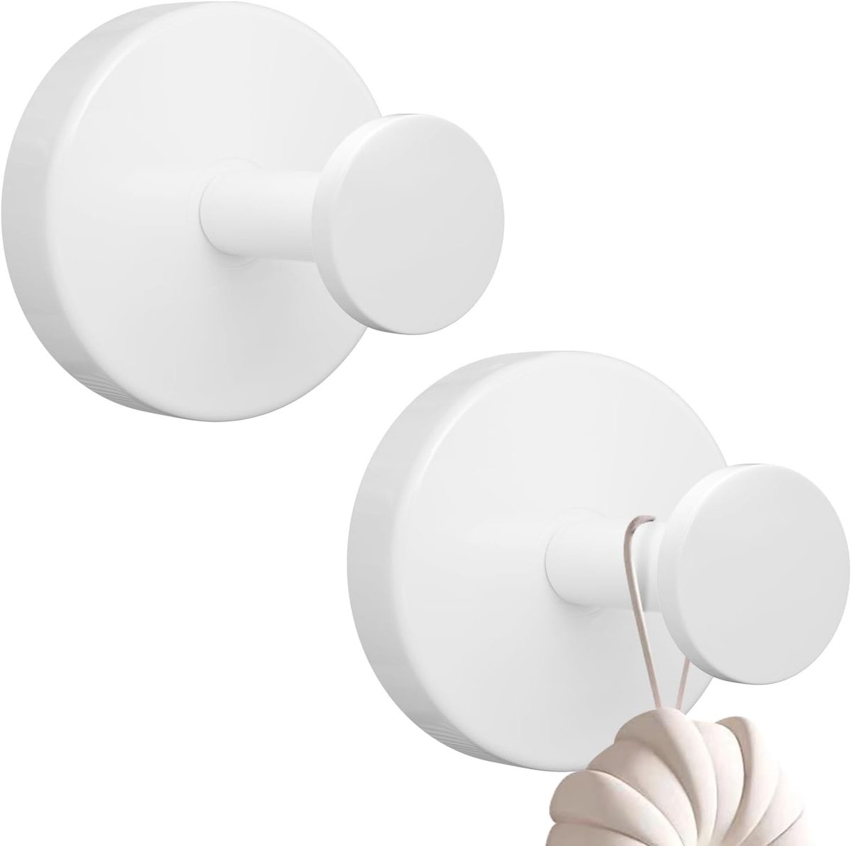 Set van 2 Zuignap Haken, 5 kg Draagvermogen, Rvs, Herbruikbare Haken voor Badkamer, Keuken en Kantoor