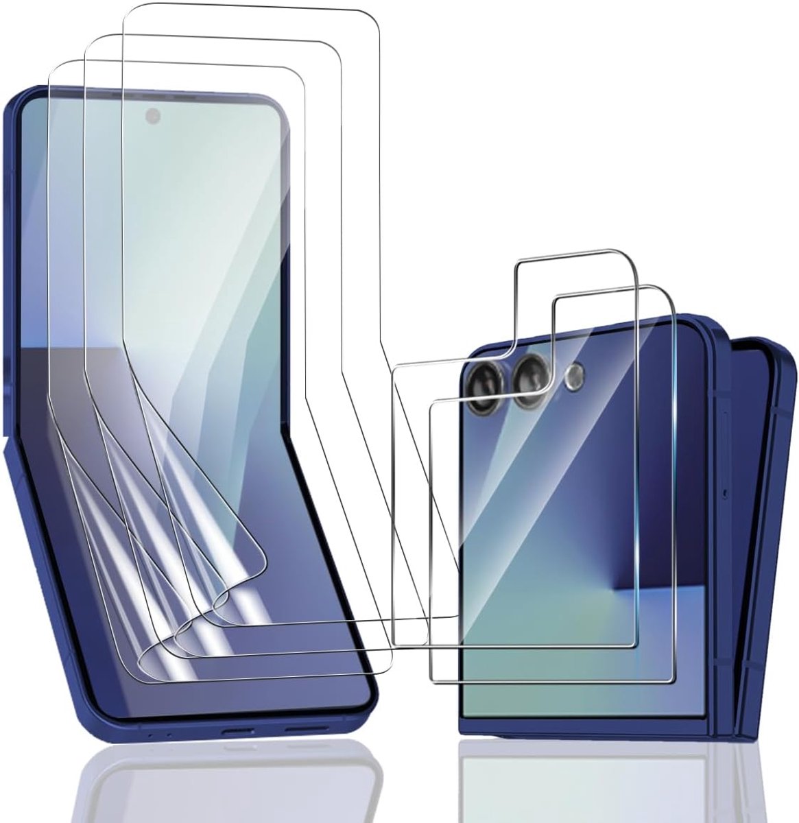 Displaybeschermfolie voor Samsung Galaxy Z Flip 8/7 en gehard glas, 3 + 2 stuks, anti-vingerafdruk, krasbestendig, HD, transparant, TPU-beschermfolie voor Samsung Galaxy Z Flip 8/7