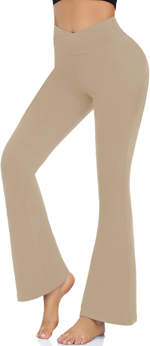 Leggings yogabroek dames cross waist slagbroek ondoorzichtig bootleg sportbroek bootcut joggingbroek jazzbroek.