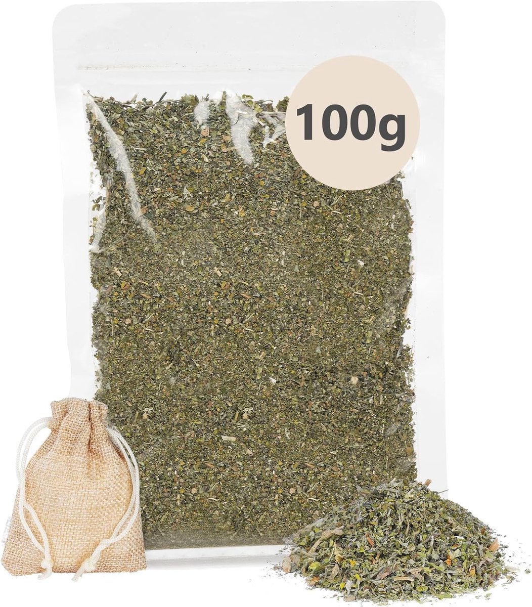 Drogene premium kattenkruid knoppen 100g, natuurlijk kattenkruid voor katten, ideaal voor kattenspeelgoed en krabpalen, stimuleert speels gedrag en verwenmomenten