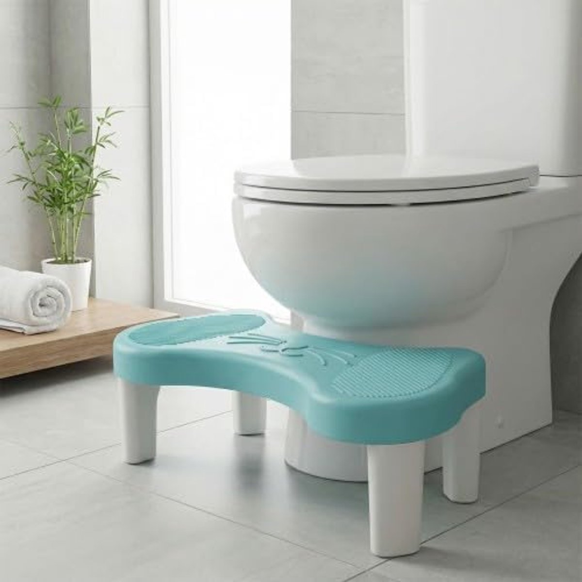 Toiletkruk Voor Volwassenen, Ergonomische Toiletkruk, Voor Comfort Bij Ontlasting, 40 x 20 x 13,4 cm (Blauw)