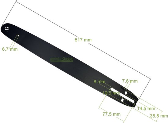 45 cm (18") 1,5 mm 0,325" 72 DL-zaagblad + 4 kettingen voor Fuxtec FX-KSP250, FX-KS255 en FX-KSP256 — afbeelding 2