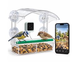 Voqella® Vogelhuisje met Camera - Vogelvoederhuisje met Camera - Voederhuisje voor Vogels - Vogelvoederstation - Raamvoederhuisje - Bird Feeder - Video & Audio - Raam bevestiging