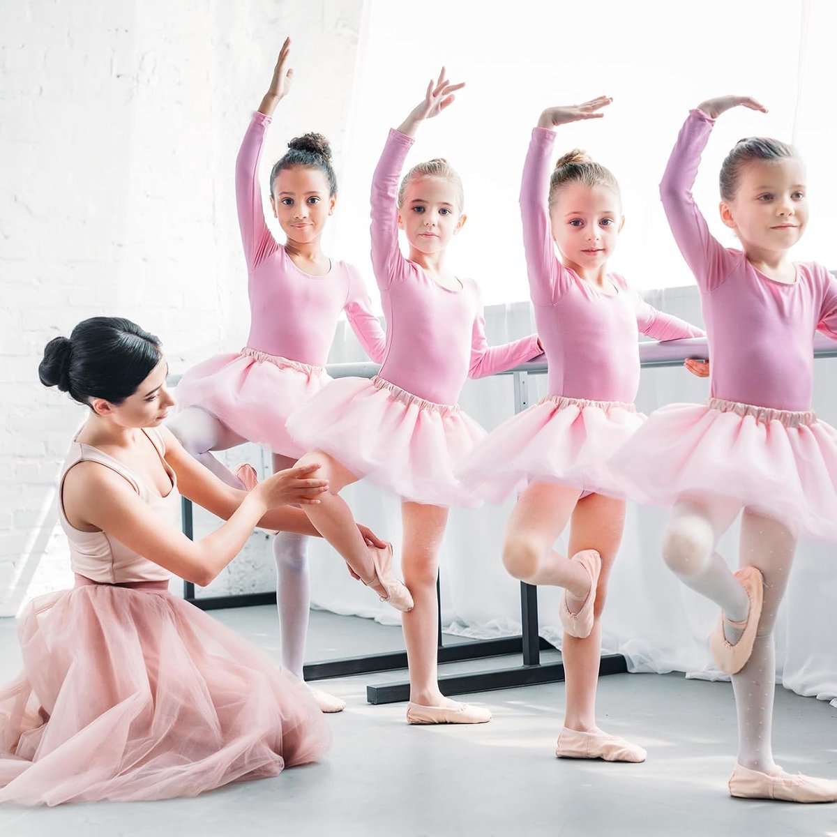 Set van 2 zachte balletpanty's voor meisjes met voet, 40 denier, voor meisjes, Wit, 11-14 Jaren