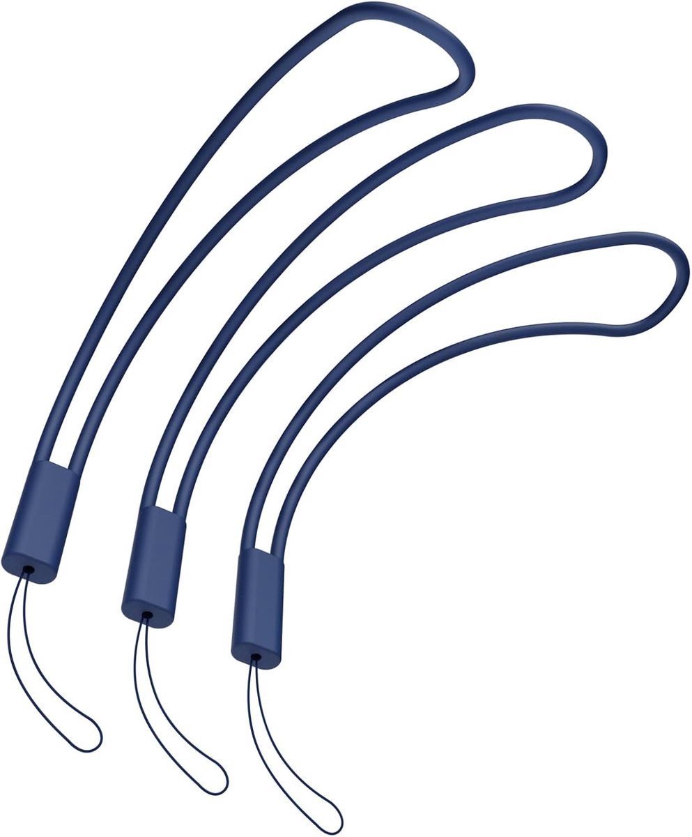 Polsband met de hand polsband compatibel met mobiele telefoon, siliconen sleutelkoord polsband voor camera, sleutels, sleutelhanger, USB-flashdrive, portemonnee, 3 stuks, blauw (Midnight Blue)