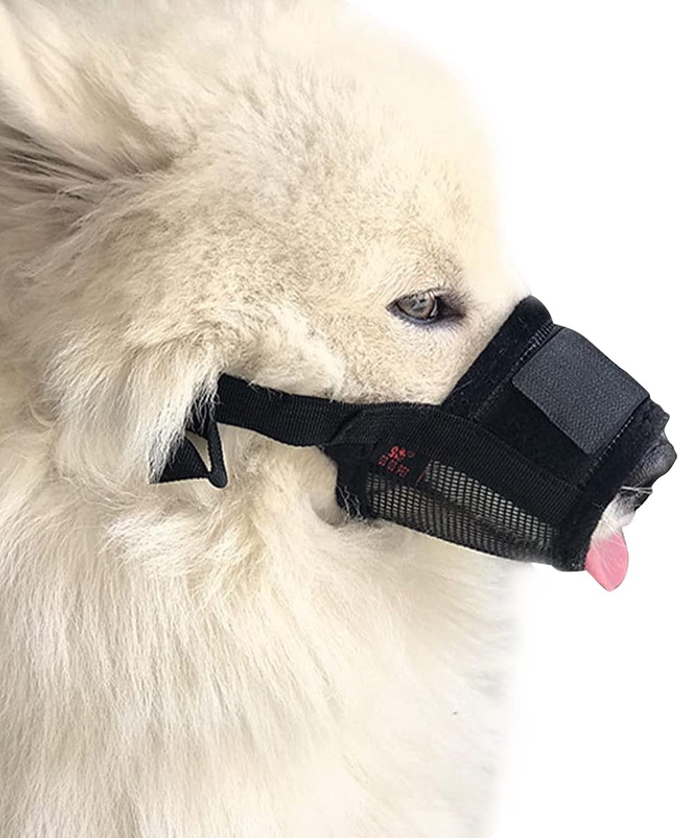 Muilkorf voor honden, bijten, ademend en kauwen met comfortabel nylon mesh zachte stof en verstelbare lus, geschikt voor kleine, middelgrote en grote honden (S)