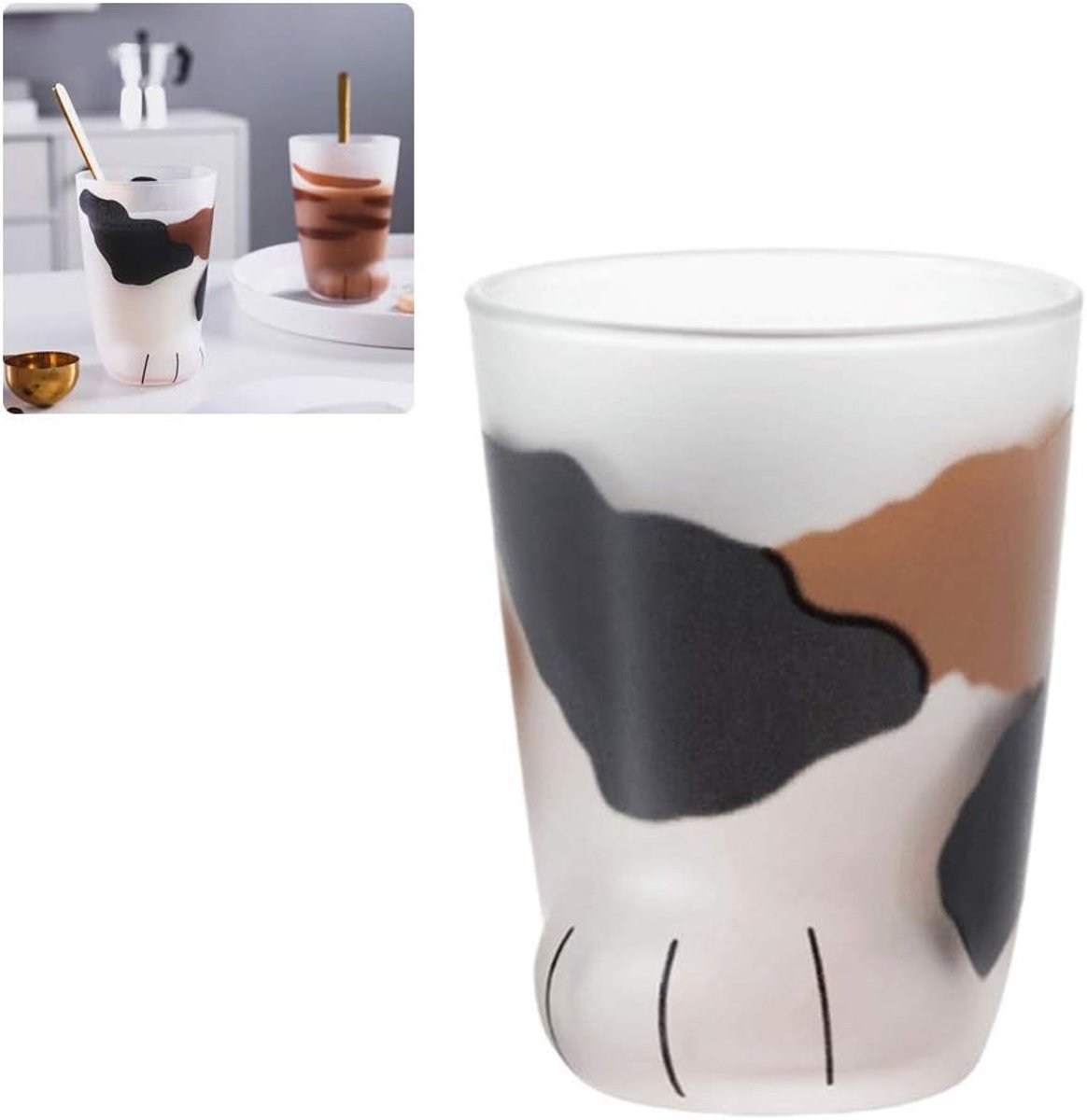Leuke kat poot glazen beker,Tijger poten mok kantoor koffiemok ontbijt melk glas beker