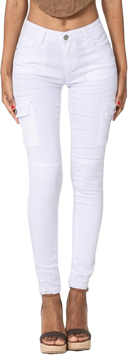 Carter S353 Cargobroek voor dames, skinny fit, jeansbroek, cargojeans, stretchjeans, used look