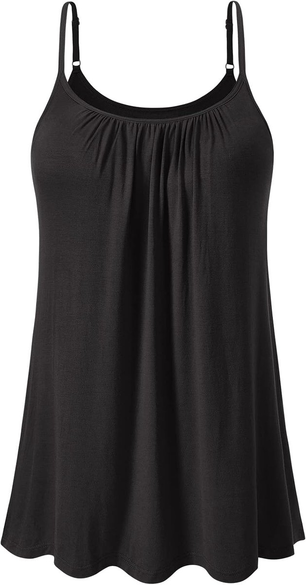 Dames verstelbare spaghetti tops geïntegreerde beha onderhemd losse mouwloze blouse S-XXXXL