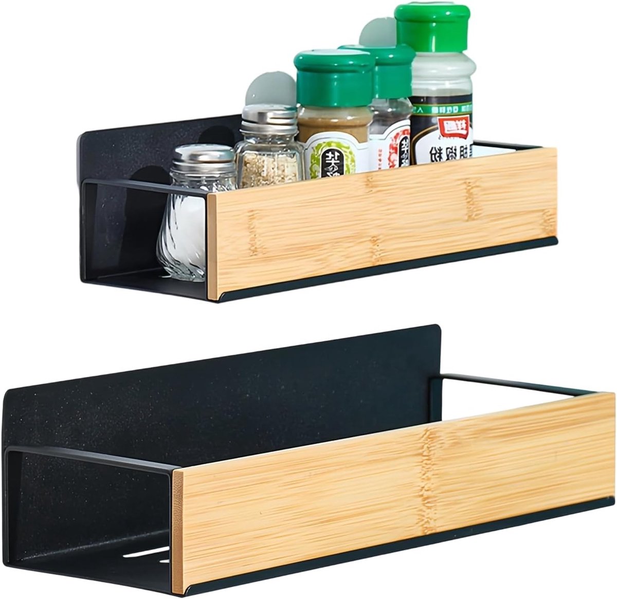 Magnetische kruidenrekjes 2 stuks - carbon staal - zonder boren - ideaal voor koelkast en magnetron - ShopVlot