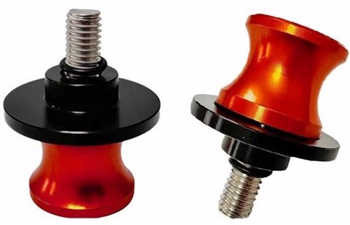Motorfietsbobbins - Achterbrugspools - Motorfietsonderhoud - Bescherming bij val - 8 mm schroefmaat - Oranje