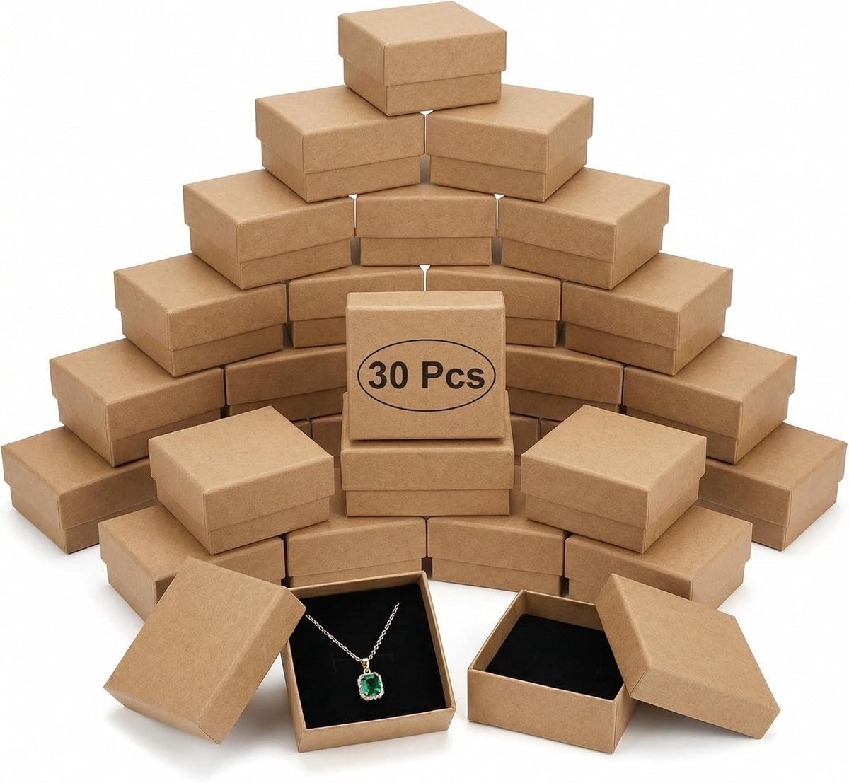 SnelShoppen - 30 Stuks Kartonnen Sieradendozen 8x5x3cm met Deksel - Juwelendozen voor Ringen, Halskettingen en Oorbellen - Perfecte Geschenkdozen voor