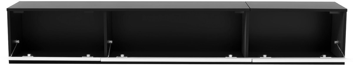 Merax Tv-Meubel Hoogglans Zwart-Wit Met Led-Verlichting - Tv-Kast / Lowboard 180 x 35 x 30 cm - Met Open Middenvak - Wandmontage Of Vrijstaand - Usb Aansluiting - Draagvermogen 60 Kg