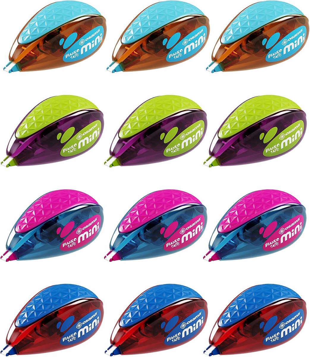 SnelShoppen - Whitotape Mini Display Correctieroller - 12 Stuks - Perfect voor School, Kantoor, Hobby - Handige Correctietape - Compact en Gebruiksvri