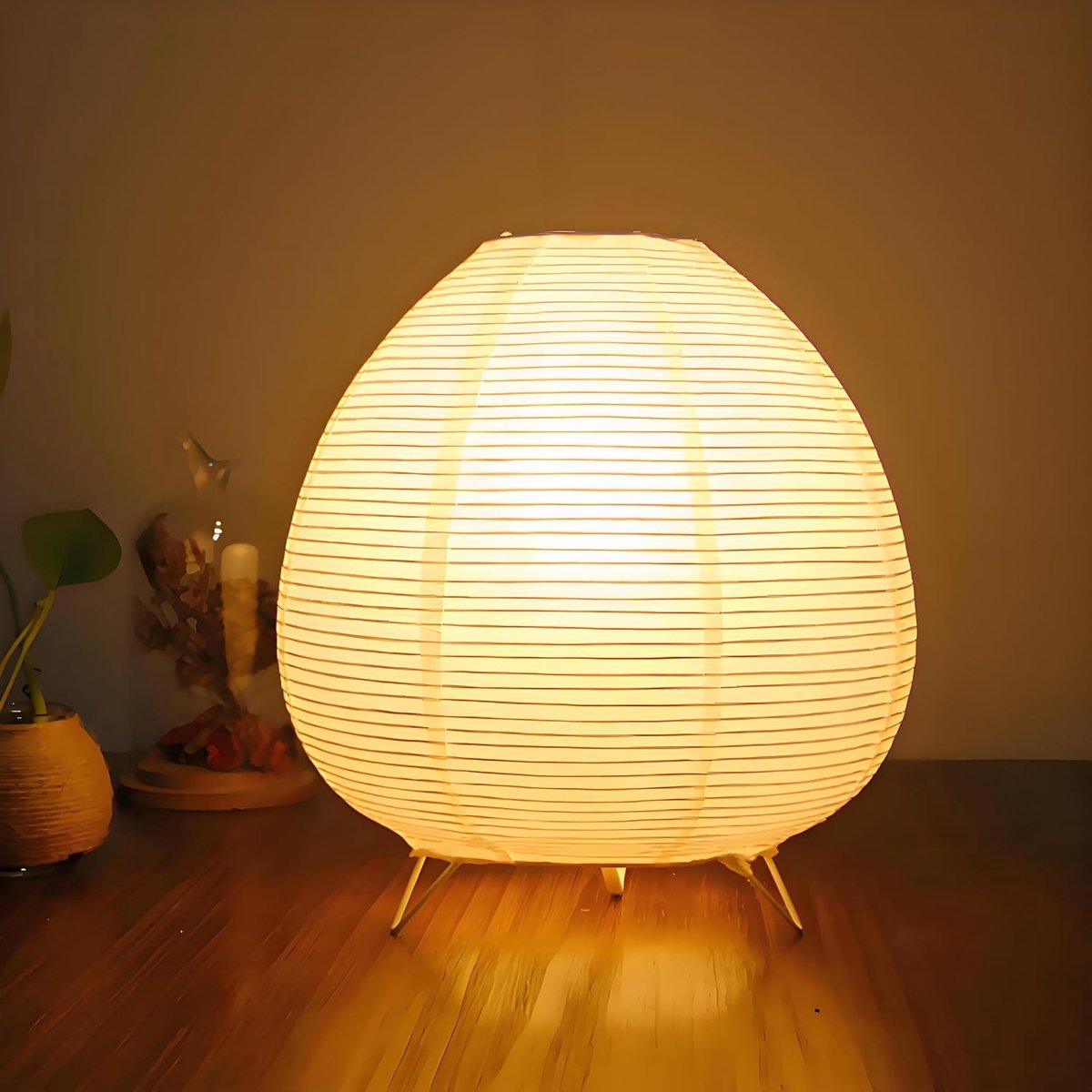SnelShoppen - Rijstpapier Tafellamp E14 Wit 24 cm - Japanse Lamp met 1,8 m Kabel en Schakelaar voor Slaapkamer, Dressoir en Decoratie - 3000 K Warm Li