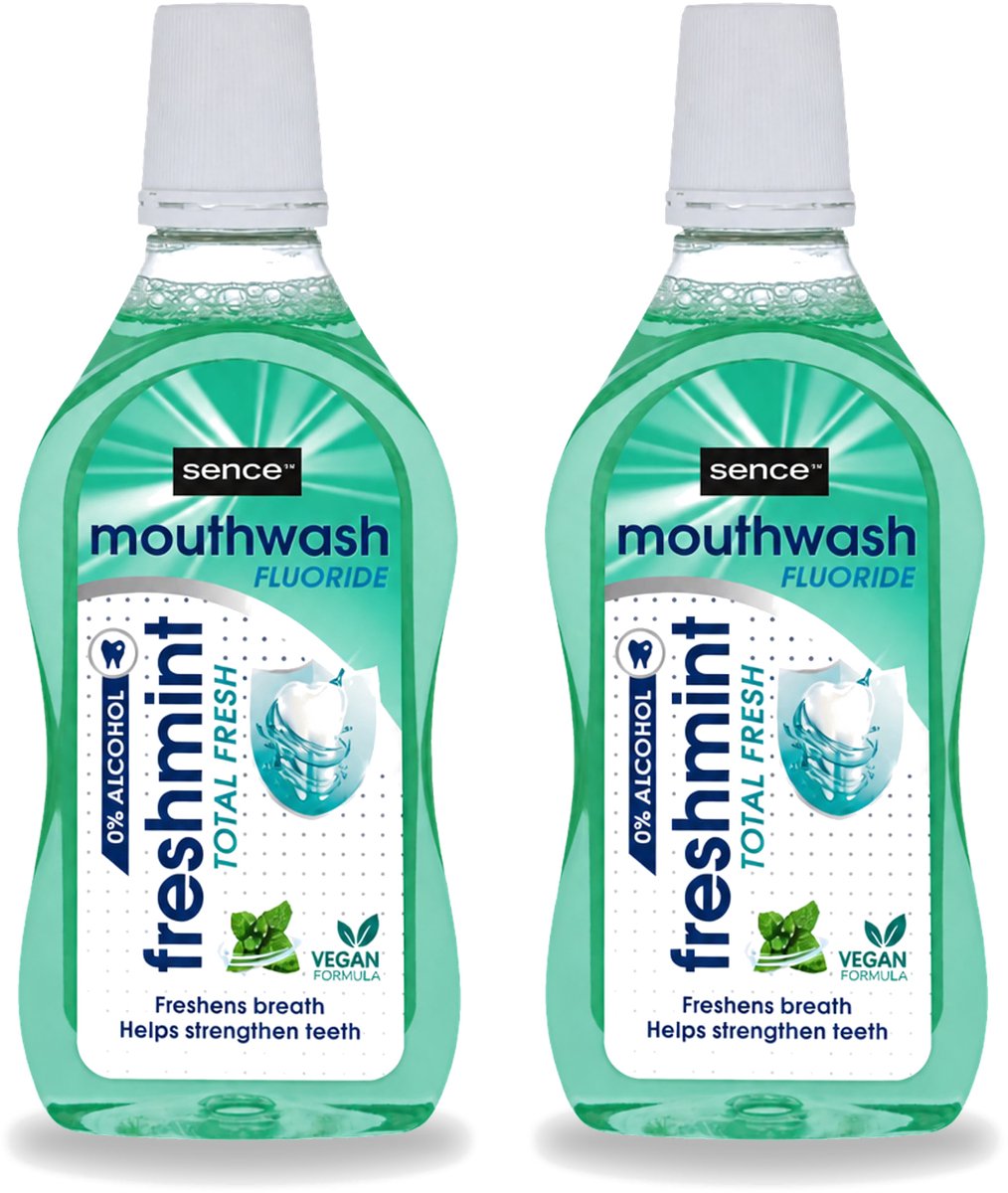 2 x Sence - Fresh Freshmint - Mondwater - Fris & Muntig - 500 ml - Voordeelverpakking - 2 stuks