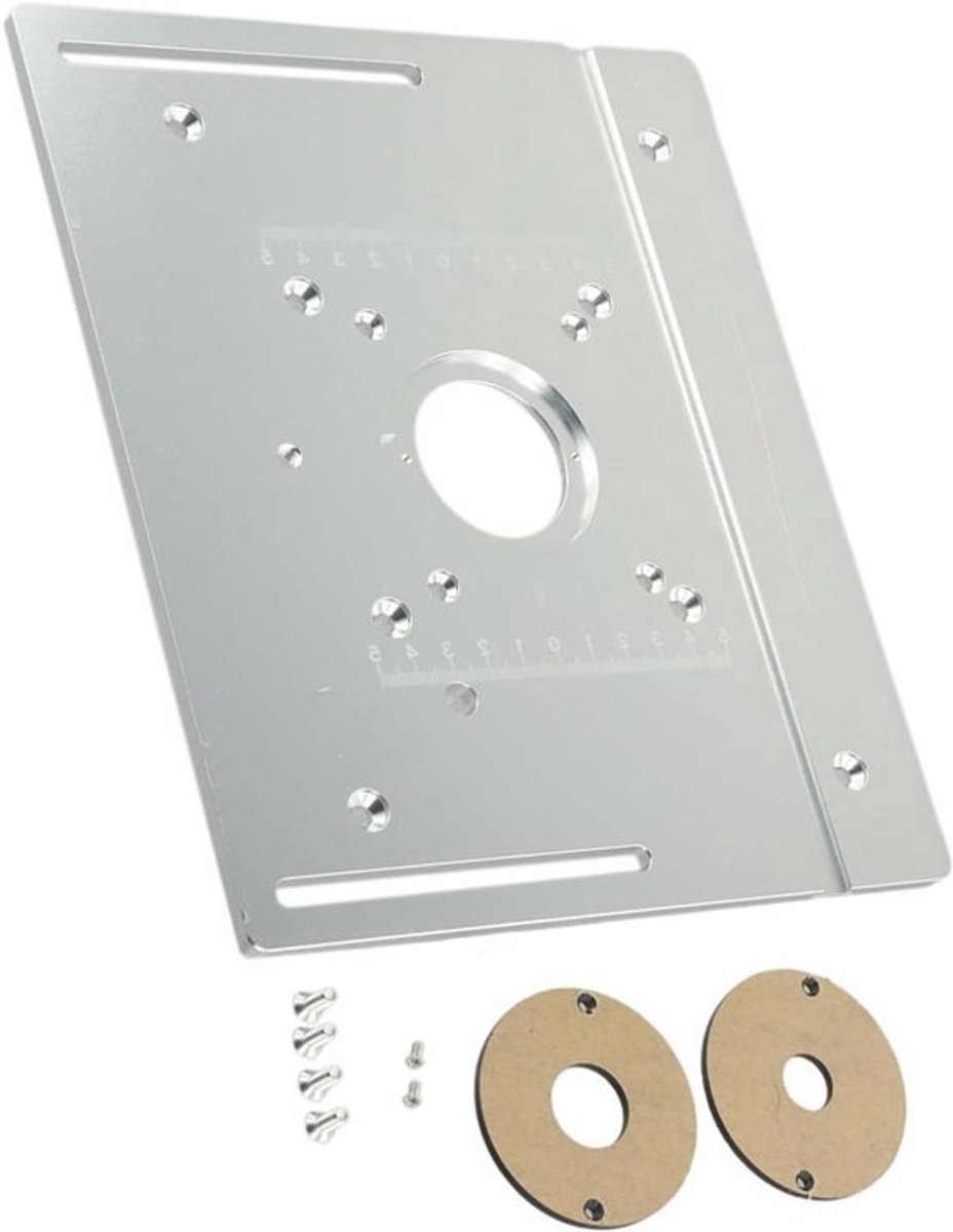 Freesplaat - Inlegplaat voor routertafel - Precisie voor houtbewerking - CNC - Aluminiumlegering - 240x200 mm - Zilver
